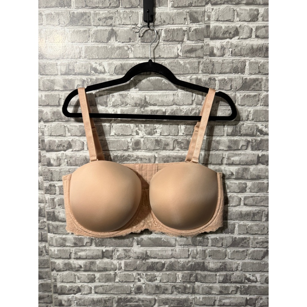 Torrid Bombshell Everyday Strapless Lightly Lined Lace Bra Nude 46DD